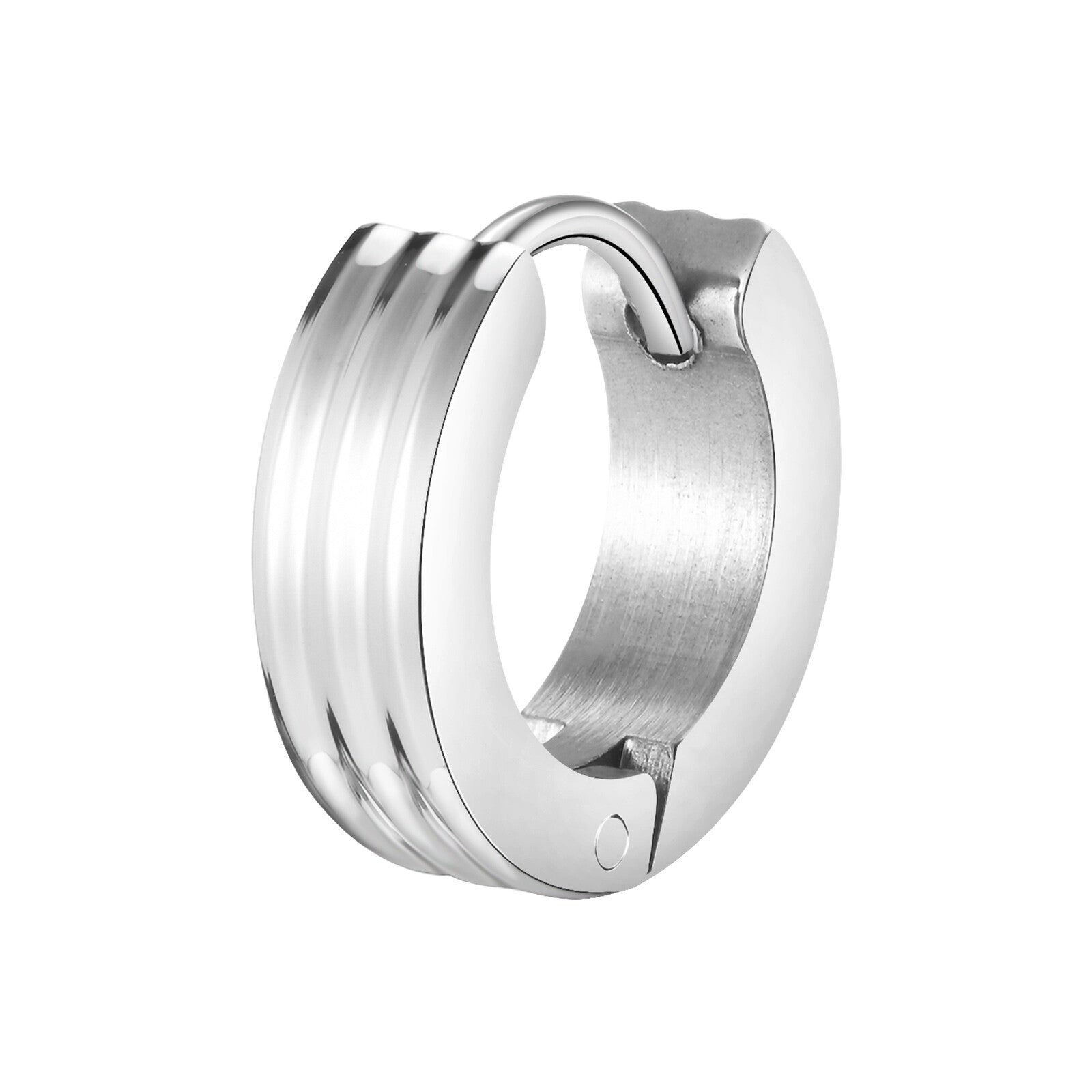 Grooved Hoop Earrings for Men Boys,Stainless Steel Anti Allergy Goth Ear Jewelry