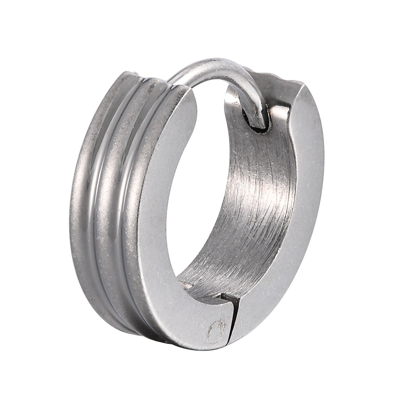 Grooved Hoop Earrings for Men Boys,Stainless Steel Anti Allergy Goth Ear Jewelry