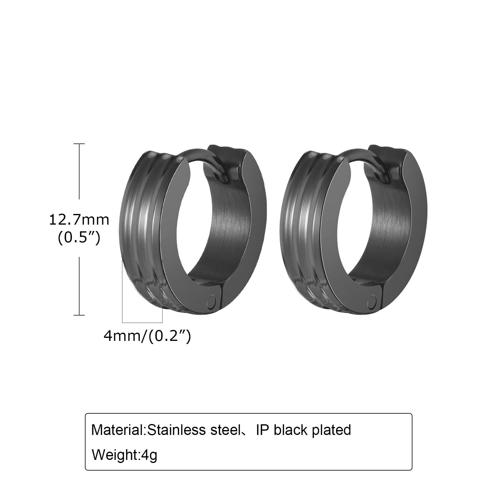 Grooved Hoop Earrings for Men Boys,Stainless Steel Anti Allergy Goth Ear Jewelry