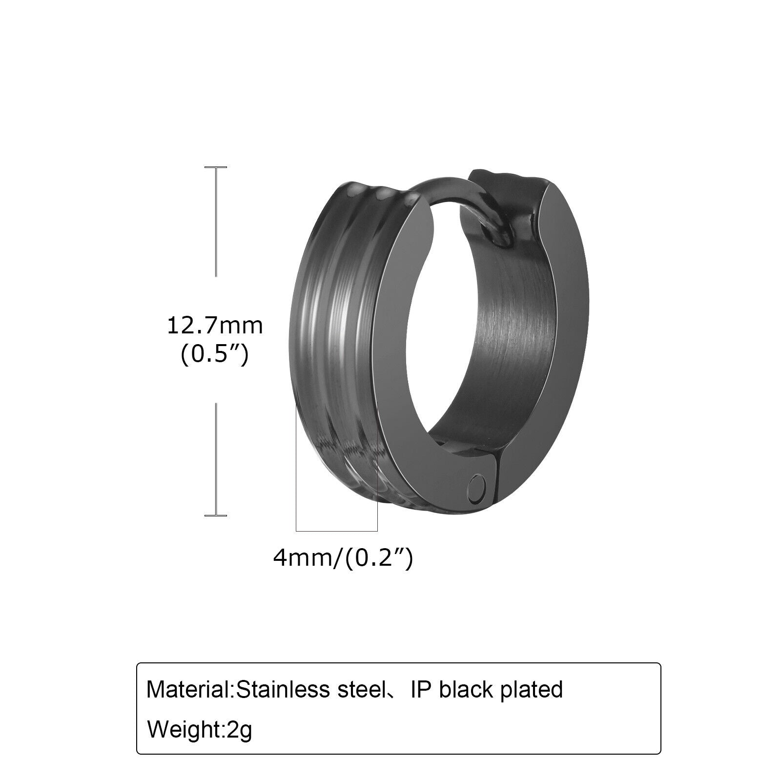 Grooved Hoop Earrings for Men Boys,Stainless Steel Anti Allergy Goth Ear Jewelry